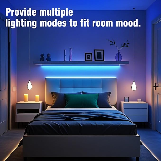 VOLIVO 100ft Led Strip Lights for Bedroom, Color Changing Led Light Strips Kit with Bluetooth App Control and IR Remote, RGB Music Sync Lighting for Room, Home Decor