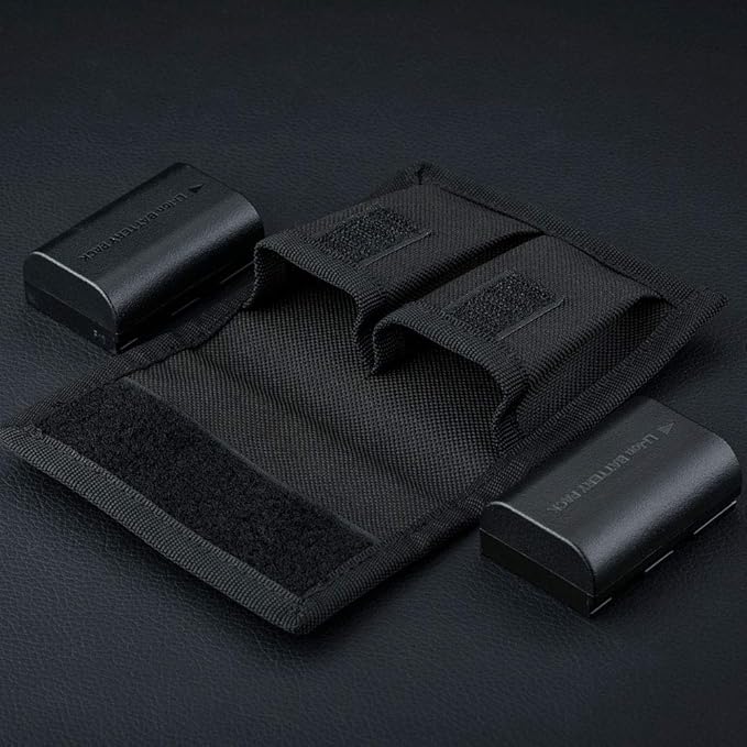 Camera Battery Pouch Holder Case for 2 PCS Sony NP-F550 NP-FW50 NP-FZ100 NP-BX1 Canon LP-E6 LP-E8 LP-E10 LP-E12 LP-E17 Fuji NP-W126 Nikon EN-EL14 EN-EL15 with Zipped Pocket to Store SD TF XQD CF Cards