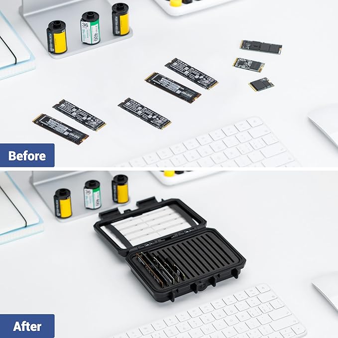 Hard Plastic 15 Slots M.2 2280 2260 2242 2240 2230 Case, Water-Resistant Shockproof M.2 SSD Holder with Label & Notepaper, 2280 SSD Card Case Vertical Style Drive Storage Box