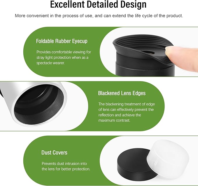 Astromania Telescope Eyepiece 13mm Plossl, 1.25 Inch Telescope Accessory Eyepiece Fully Multi Coated 4-Element Plossl Design, Metal 50 Degree Apparent Field of View for Astronomy Telescopes & Filters