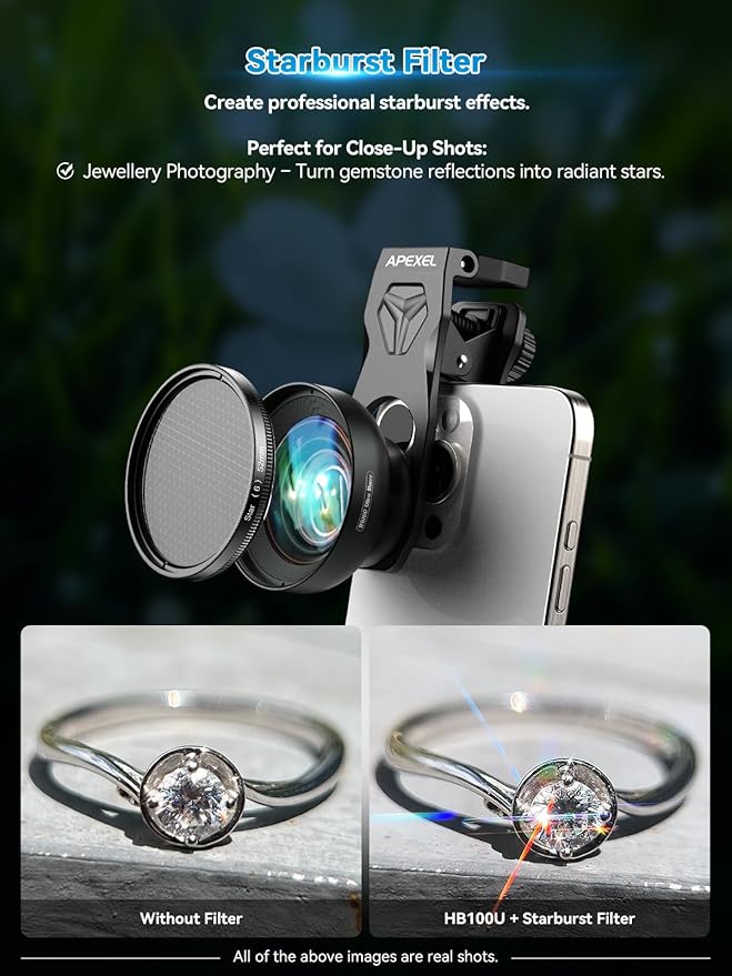 APEXEL 100Ultra Macro Lens with CPL Starlight - Enhanced Version Smartphone Lens for iPhone, Samsung, Pixel | Pro Macro Photography of Flowers, Iinsects, Jewelry, Food Details and Other Small Objects