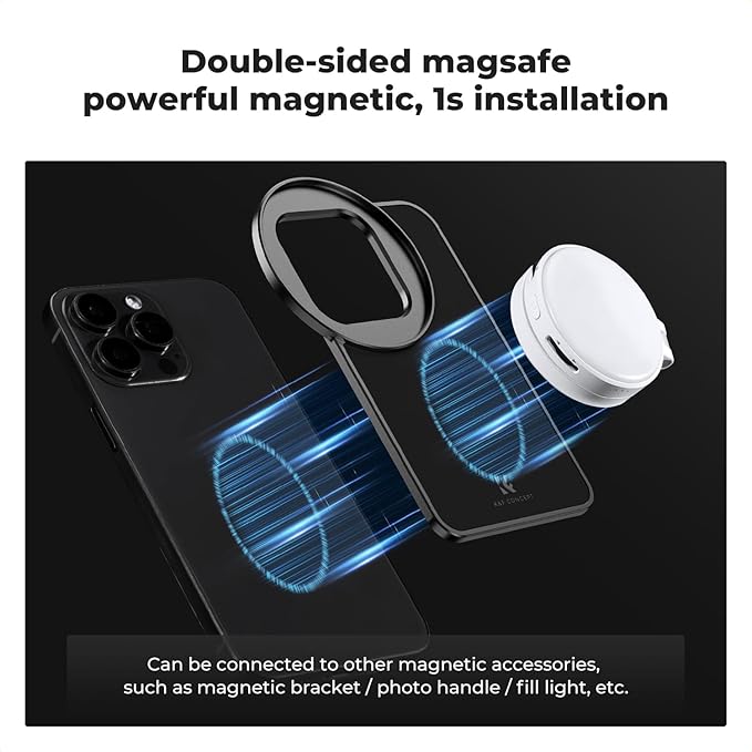 K&F CONCEPT 6.7 inch Magnetic Lens Filter Mount Adapter Compatible with iPhone and 67mm Threaded Filters, Compatible with 16/15/14/13/12 Pro Max, 16/15/14 Plus (Filter Not Included)