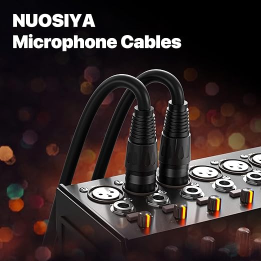XLR Cable 25 Ft 2 Packs,Microphone Cables,Premium Balanced Microphone Mic Speaker Cable with 3-Pin XLR Male to Female DMX Cable,Black