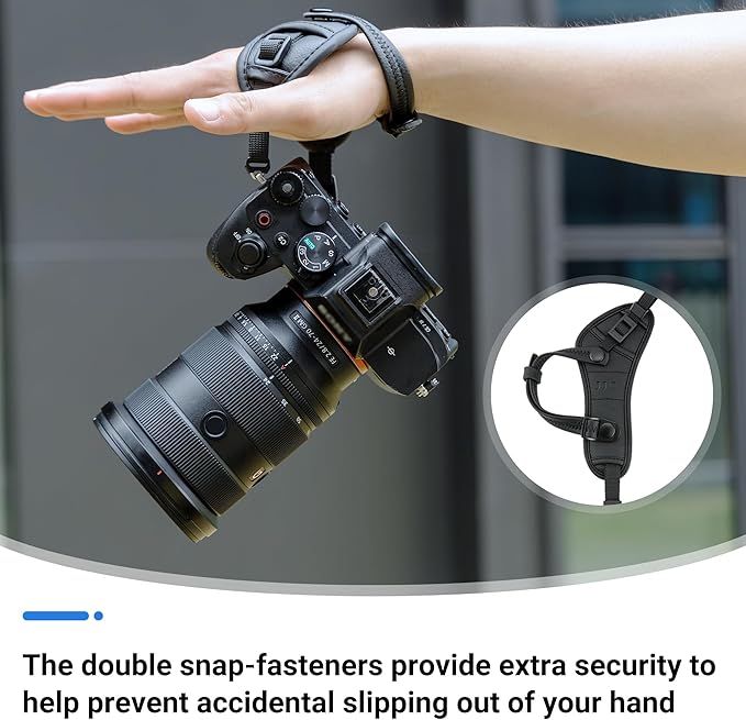 JJC Deluxe Microfiber Camera Hand Strap, Secure Padded Camera Holder Wrist Strap for Canon Nikon Sony Fujifilm Olympus DSLR and Mirrorless, Must Have Photography Accessories for Photographers