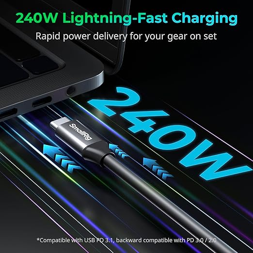 SMALLRIG USB4 40Gbps USB-C Cable, 240W Fast Charging & 8K@60Hz Video & 40Gbps Data Transfer, 60cm/23.6in Straight to Straight Connectors with Cable Tie, for MacBook for iPad Pro for iPhone - 5074