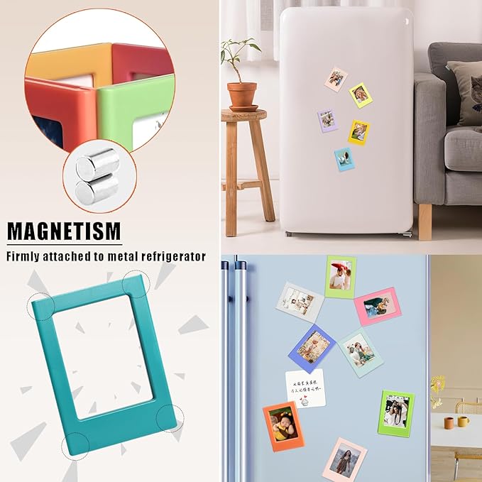 JOYZO 2x3 Magnetic Picture Frames, 12 Pack Mini Frames with Clear Front Covers for Instax Mini Films, for Polaroid Instax 12 11 41 90 SE EVO Photo Desktop Refrigerator Display