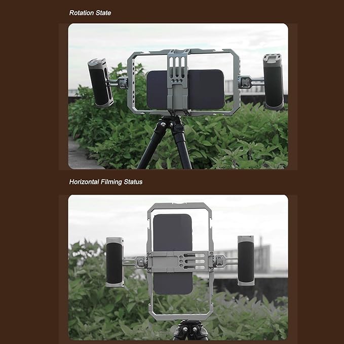 Smartphone Video Rig Cage with Adjustable Bracket, Dual Handles for Effortless Stabilization and Maximum Control, Handheld Film Cage