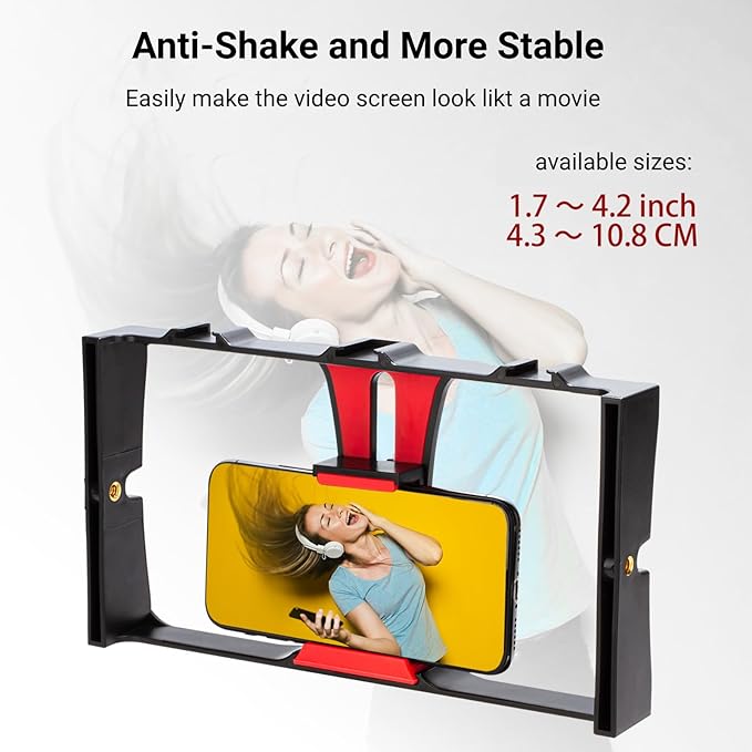 Smartphone Video Cage Rig, Phone Video Stabilizer Grip Vlogging Cage, with Cold Shoe and 1/4 Screw Hole, Fits for 14 13 12 11 for Galaxy S23 S22 Ultra