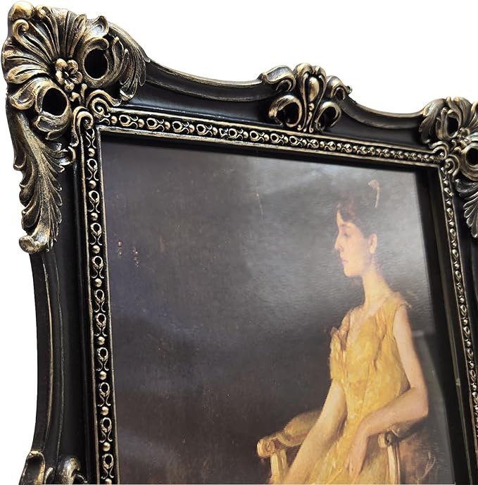 CISOO 8x10 Vintage Picture Frame Antique Ornate Black and Gold Photo Frame, for Table Top and Wall Display, Decorative Floral Design Retro Home Decor, Photo Gallery Art