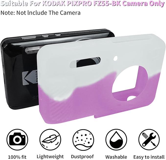 Easy Hood Camera Case for Kodak PIXPRO FZ55, Soft Silicone Cover Anti-Scratch Slim Fit FZ55 DSLR Camera Sleeve Body Skin Travel Protective Case, White Pink