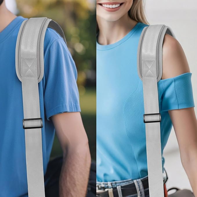 ZINZ 75" Shoulder Strap with Fixed Pad and Dual Balanced Buckles，Gray