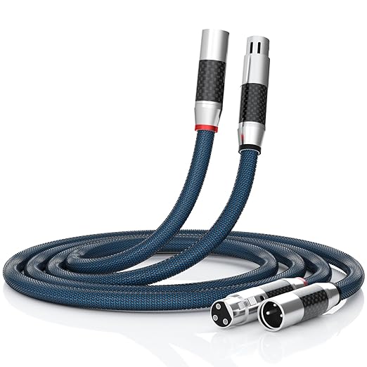 Monosaudio 17AWG Audiophile XLR Cables OFC Silver Plated Pair Female to Male Balanced Interconnect Cable Signal Cord Speaker Cables for Audio,Speakers,Subwoofers,Turntable,Amplifier,DAC(1M/3.3Ft)