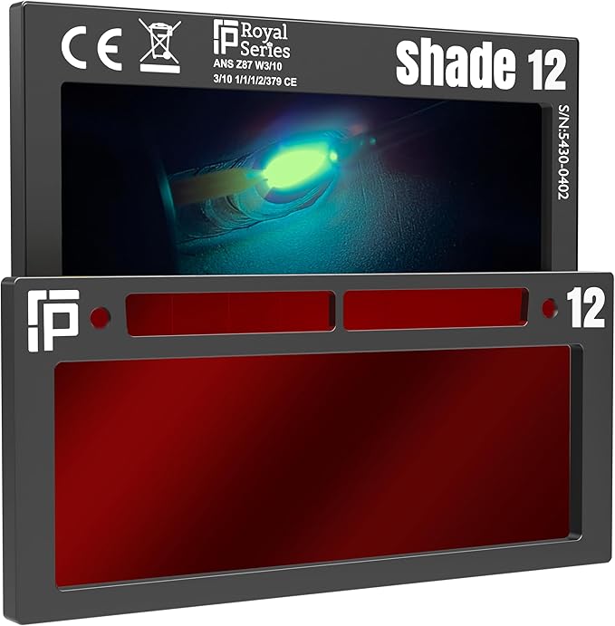 The Duke Single 2.0 | Shade 12 Red Auto Darkening Welding Lens | 20A TIG Rating - No Flashing | 2" X 4.25" X 0.2" | Red Welding Lens - Blue/Green Puddle | Ridge Products Royal Series 2.0