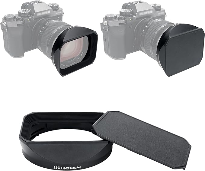 JJC Metal Square Bayonet Lens Hood Shade for Fuji Fujifilm XF 16-80mm f/4 R OIS WR Lens on Fuji X-T5 XT5 X-T4 XT4 X-S10 XS10 X-T3 XT3 X-T2 XT2 X-H2 XH2 Camera, for Fuji XF 16-55mm F2.8 R LM WR II Lens