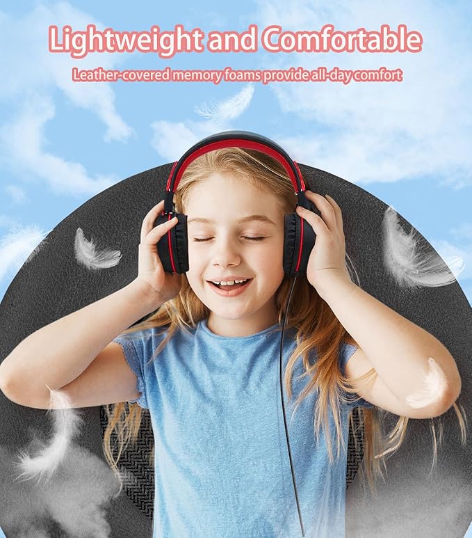 Kids Headphones with LED Lights for School, Upgrade USB Type C Kid Headphone with Microphone, Volume Limiter 85/94dB, Wired On Ear Headphones for Boys/Girls/Tablet/Travel -Black