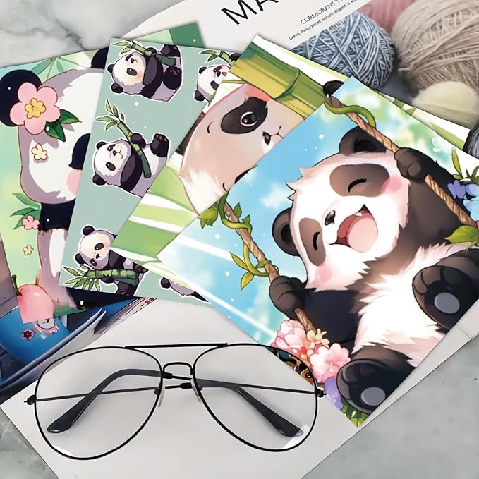 CREATCABIN 6 Packs Cute Panda Glasses Cleaning Cloth Microfiber Cloth Soft Multi-Color Cleaner Sunglasses Reusable Thicken Wipes Clothes for Eyeglasses Camera Cell Phone Lens Screens 6 x 6 Inch