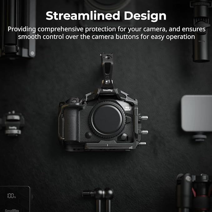 SmallRig Black Mamba Camera Cage Kit for Canon EOS R5 Mark II with Top Handle and Dedicated Cable Clamp, Aluminum Alloy Camera Rig with HawkLock Cold Shoe, 1/4''-20 & 3/8''-16 Threaded Holes - 4976