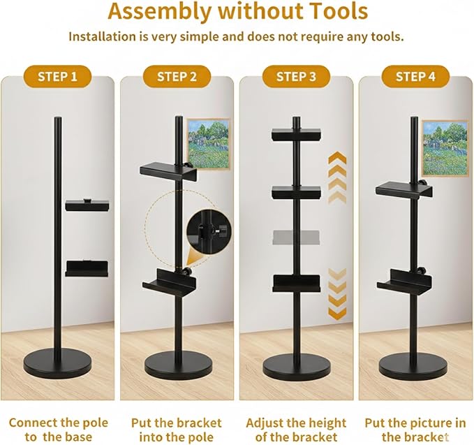 Adjustable Tabletop Easel Stand for Picture Frames, Picture Easels for Display, Gold Easel, Picture Frame Stand, Adjustable Art Easel.(18inch,Black)
