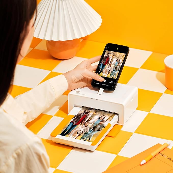 KODAK Dock Plus 4PASS Instant Photo Printer, 4x6” Portable Picture Printer, Bluetooth & Dock 2-in-1 Home and Gift Printer for iPhone & Android, 50 Sheets Bundle