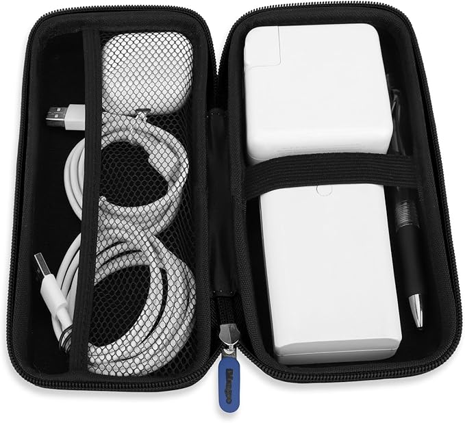 iMangoo Travel Essentials Electronics Organizer Charger Case Portable Dual Zipper Shockproof Pouch Tech Purse Cord Cable Pouches Power Bank Storage Accessories Bag for Women Men,8.5x4.5x2 Dark Blue