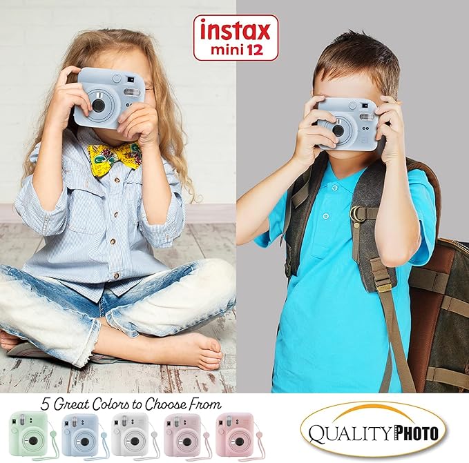 Fujifilm Instax Mini 12 Instant Camera with Case, Decoration Stickers, Frames, Photo Album and More Accessory kit (Pastel Blue)…