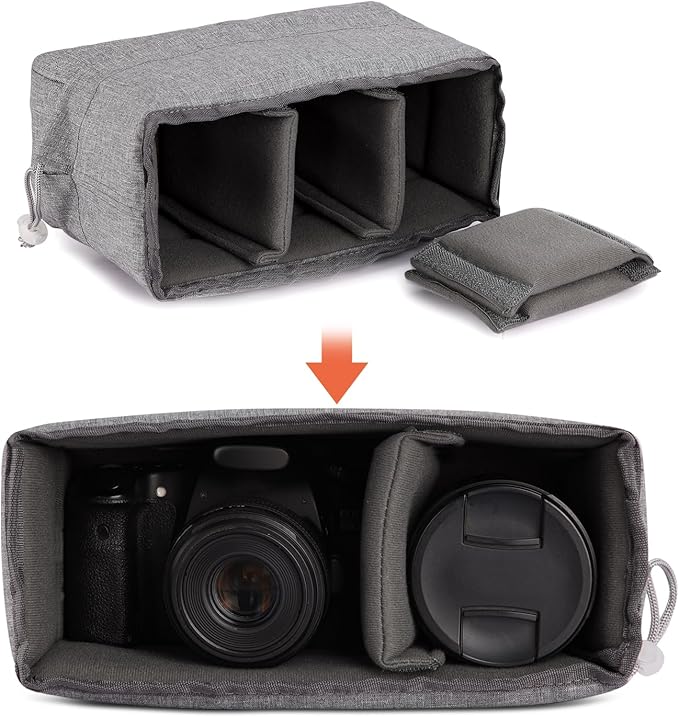 Koolertron Waterproof DSLR Camera Bag with Removable Insert, Adjustable Compartments, Fits in Camera Bags - Protective Case for DSLR/SLR Cameras & Accessories