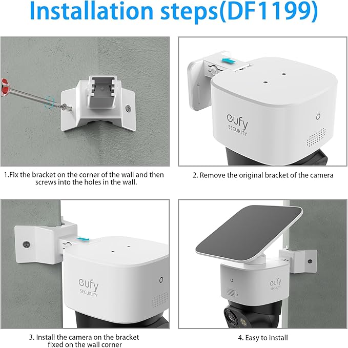 TIUIHU Corner Wall Mount for Eufy Security SoloCam S340/Eufy Security SoloCam E30, Solar Surveillance Camera Mounting Bracket