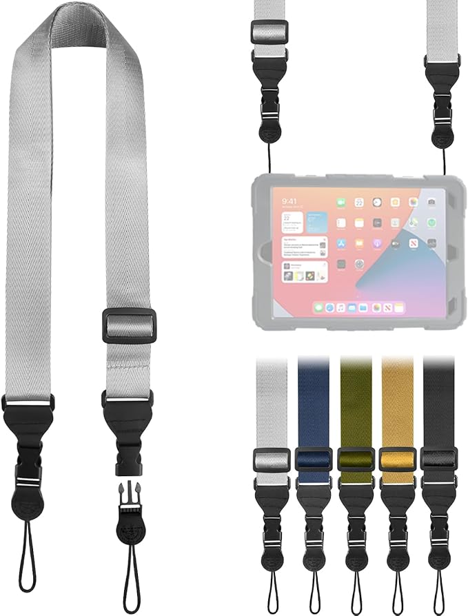 Adjustable Shoulder Strap, Nylon Camera Strap, Comfortable Neck Strap for iPad, Cellphone Tablet, Camera, Laptop, Binocular, Luggage Bag (Dark gray Universal Lanyard)