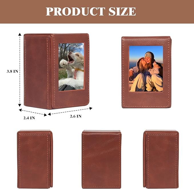 WOGOZAN Mini Picture Holder Case for Fujifilm Instax Mini 12/11/99/90/EVO Camera 2.15x3.4 Inches Film Accessories Photo Pouch Protection Case Can Hold 50+ Films (Oil Brown)