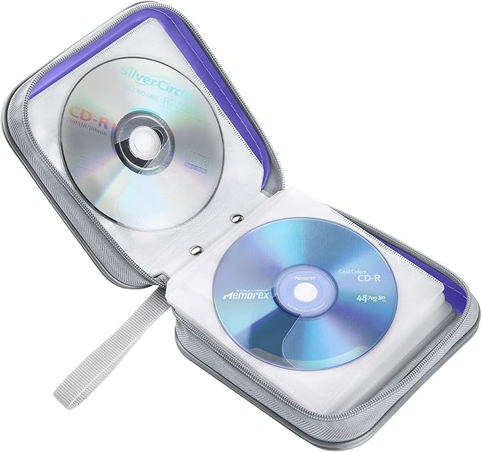 CD Case, 40 Capacity CD/DVD Case Holders Wallet Hard Plastic DVD Disc Cases Storage Binder for Car Home Office Travel (Lavender)