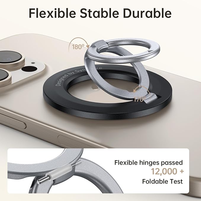 SYNCWIRE for MagSafe Ring Holder, Magnetic Phone Ring Holder Magnet Cell Phone Grip Finger Ring Kickstand Compatible with iPhone 17 16 15 14 13 12 Pro Max fits MagSafe Accessories