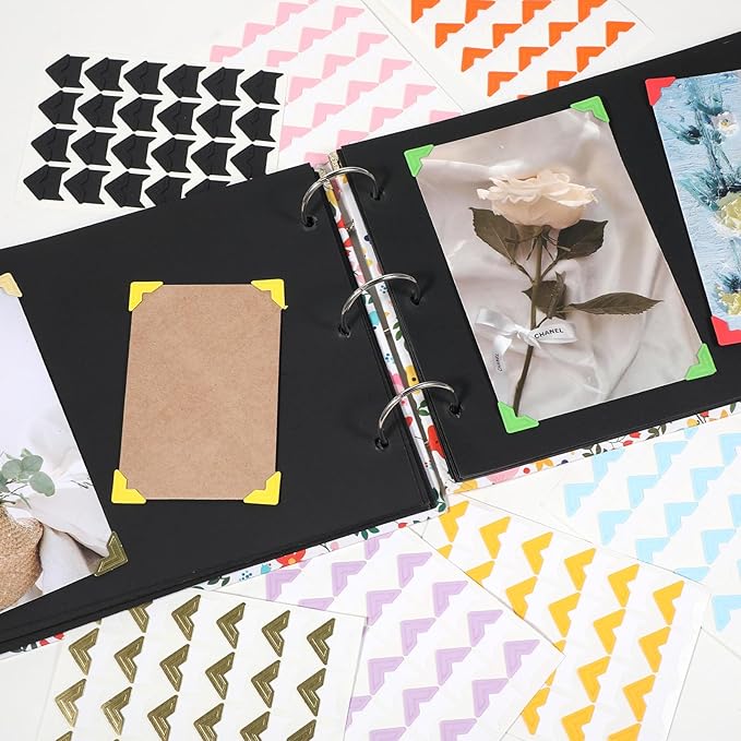 360 Pcs Photo Corner Stickers, Colorful Self Adhesive Frame Stickers Photo Sticker Picture Mounting Corner Scrapbook Supplies Stamping Supplies for Wall DIY Album, Memory Books, Diary