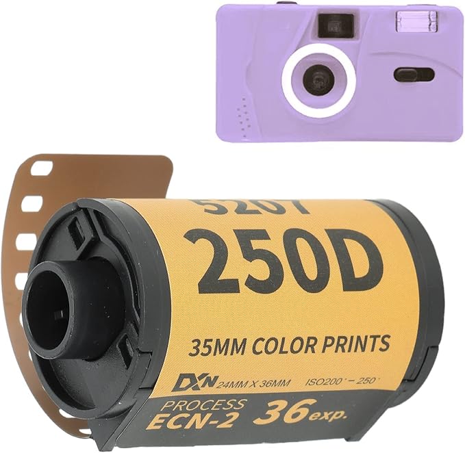 Kodrily 35mm Color Print Film, 200-250 Light Sensitivity Colour Print Camera Film, Professional Wide Exposure Range ECN 2 Process 35mm Film Roll for 135 Camera, 1.9 x 1.1in, 36 Sheets