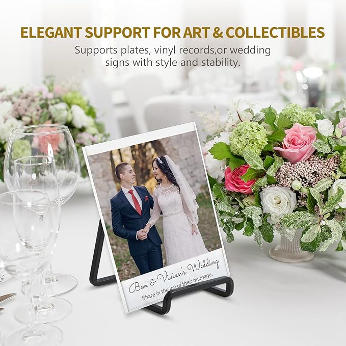 Plate Holder Easel Display Stand - 4.5 inch Metal Plate Stands for Display - Tabletop Picture Stand - Black Iron Easels for Display Pictures | Photo Frames | Book | Decorative Plates | Plaque - 1 Pack