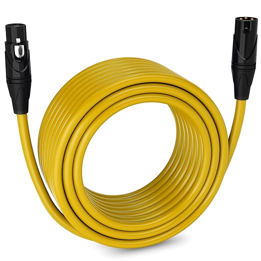 LyxPro 75 Feet XLR Microphone Cable Balanced Male to Female 3 Pin Mic Cord for Powered Speakers Audio Interface Professional Pro Audio Performance and Recording Devices - Yellow