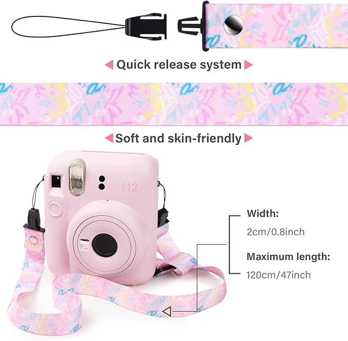 VOVMOEYA Camera Strap Kids,Camera Lanyard Neck Strap kids,iPad Strap for Kid,Children Camera Strap for Fujifilm mini Camera Kodak Smile + Smile plus(Pink)