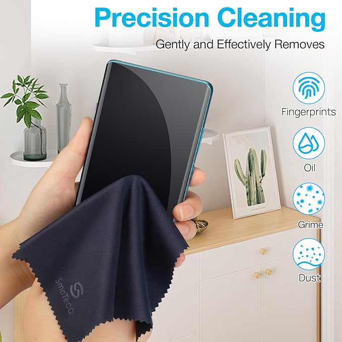 SmoTecQ 32 Pack Microfiber Lens Cleaning Cloths – Ultra-Soft, Scratch-Free Eyeglass Cloths for Glasses, Screens & Camera Lenses – Black + Grey (7×6 in)