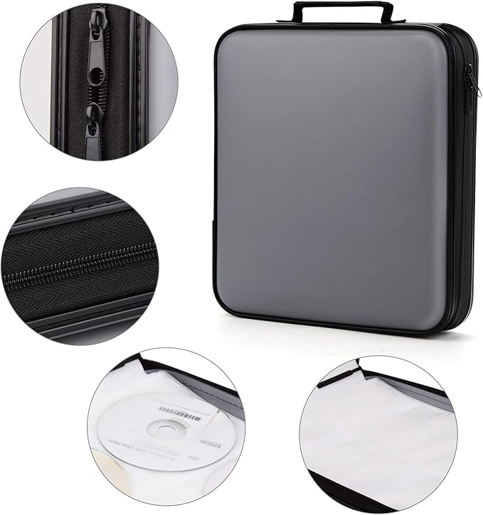 DVD Storage CD Case Holder: 160 Capacity CD Sleeves Black Disc Cases Binder for Car - CD Hard Organizer Box - Large DVD Wallet for Movie/Music/Game & Portable CD Book