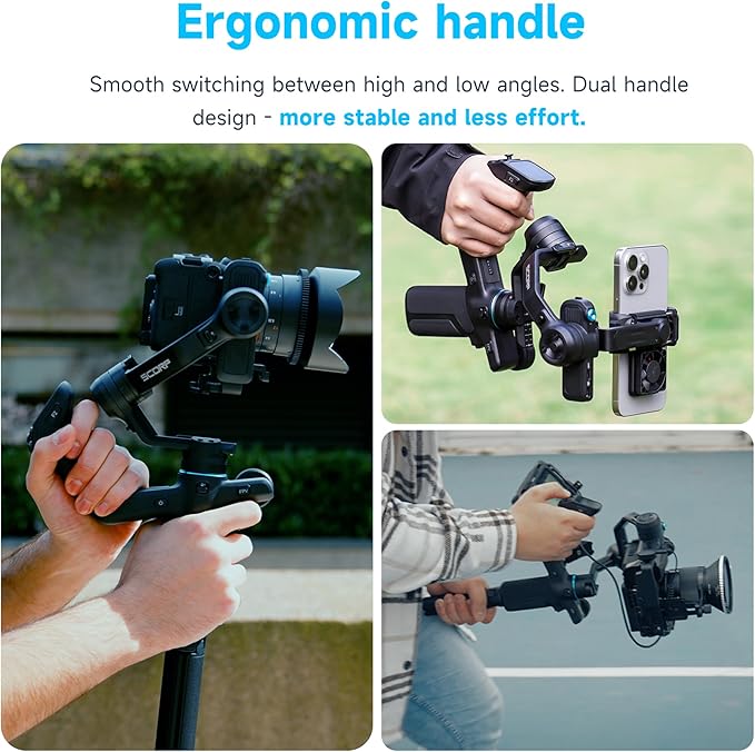 FeiyuTech SCORP Mini 3 Pro All-in-One 3-Axis Gimbal Stabilizer for Camera, Smartphone & Action Cam | Built-in AI Tracking Sensor, Detachable Remote Handle, Vertical Shooting Compatible