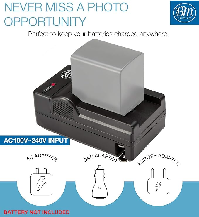 BP-819, BP819 Battery Charger for Canon Vixia HF11, HF20, HF21, HF200, HFG10, HFG20, HFM30, HFM31, HFM32, HFM40, HFM41, HFM300, HFM301 HFM400 HFS10 HFS11 HFS20 HFS21 HFS30 HFS100 HFS200 HG20 HG21 XA10