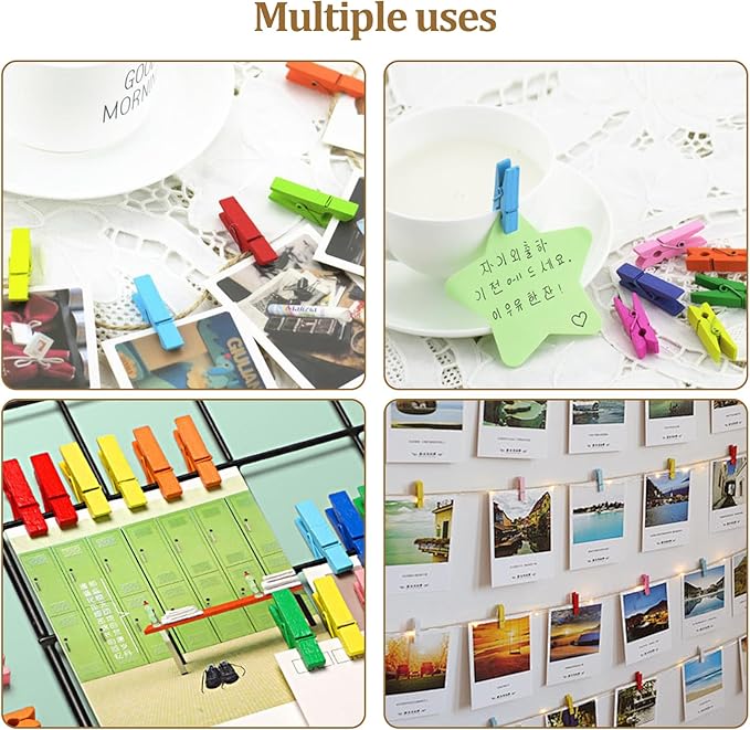 1.35 Inch Mini Clothes Pins for Photo,100 pcs Colorful Small Clothes pins,Mini Photo Clips Ideal for Crafts, Decorations and DIY Project