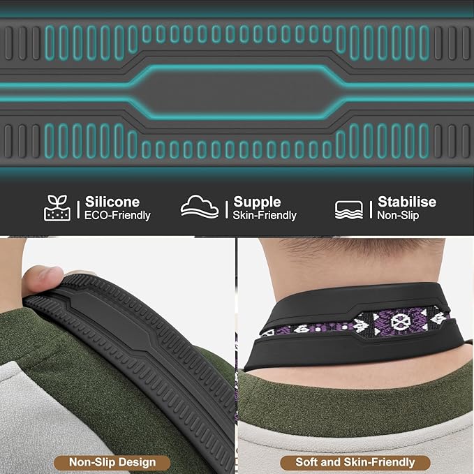 Neck Strap Silicone Camera Straps - Padded Camera Strap, 1.5" Wide Adjustable Nylon Shoulder Strap - Compatible with Canon, Nikon, Sony, and More DSLR and Mirrorless Cameras (Purple)