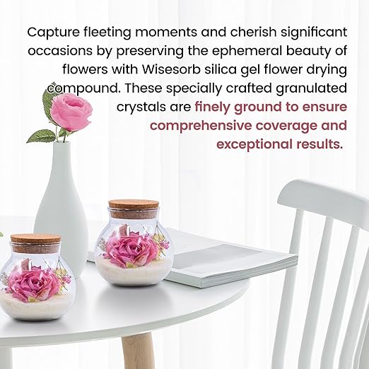 2 Set of 5 LBS Silica Gel Flower Drying Kit, Silica Sand Reusable Flower Preservation Kit with Airtight Container, Gloves, Brush, Safety Goggles for DIY Wedding Bouquet Preservation