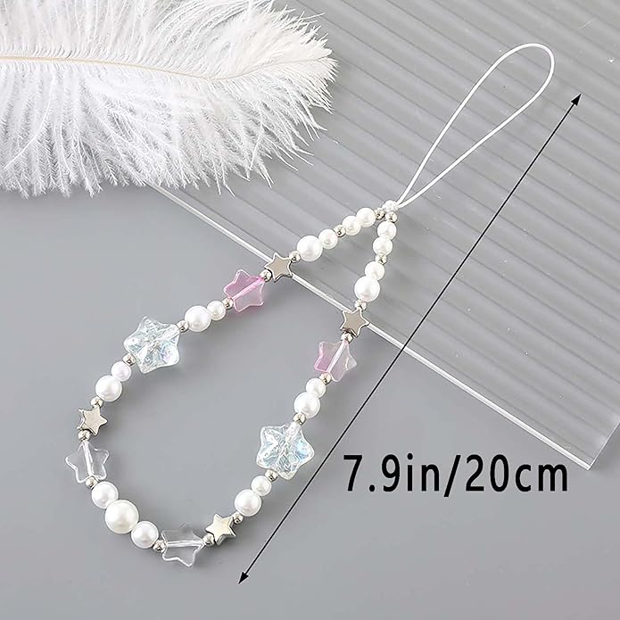 Beaded Phone Charm Lanyard Strap Girly Style Fixed Beads Pearl Lanyards