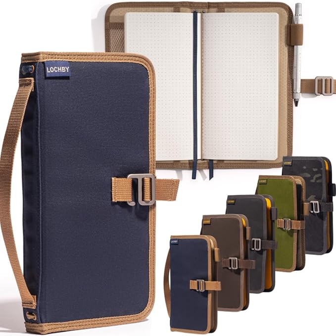 LOCHBY® Voyager Journal | Water Resistant Waxed Canvas | Pen Loop | Included Tomoe River Notebook | Perfect for Travel, Art, Bullet Journal