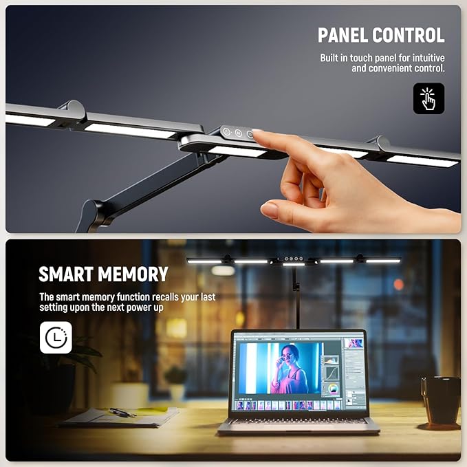 NEEWER Basics 32.5" Clip On Desktop LED Light for Home Office, 23W LED Architect Clamp Lamp with 5 Light Bars, Dimmable Lighting for Computer Drafting Table Desk Video Conference Atmosphere, DL01