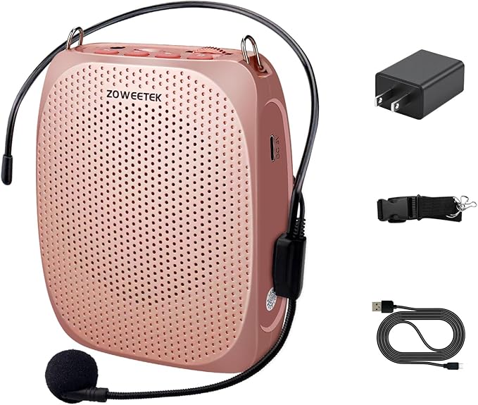 ZOWEETEK Voice Amplifier Microphone Headset for Teachers, Original Personal Voice Amplifier, Work of 12 hrs, Portable Speaker for Classroom, Speech, Tour Guide,Support MP3 Format Audio,Power Amplifier