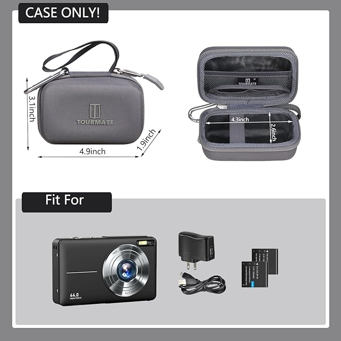 Hard Storage Case for CAMKORY/VAHOIALD/QONGUDS/Fleafer/WONNIE/VYNCS/SMARTKLIK/Rovemre/YiFuar/Focusify/Canon PowerShot 180 190/Sony DSCW800 830 Digital Camera(Case Only) (Dark Gray)