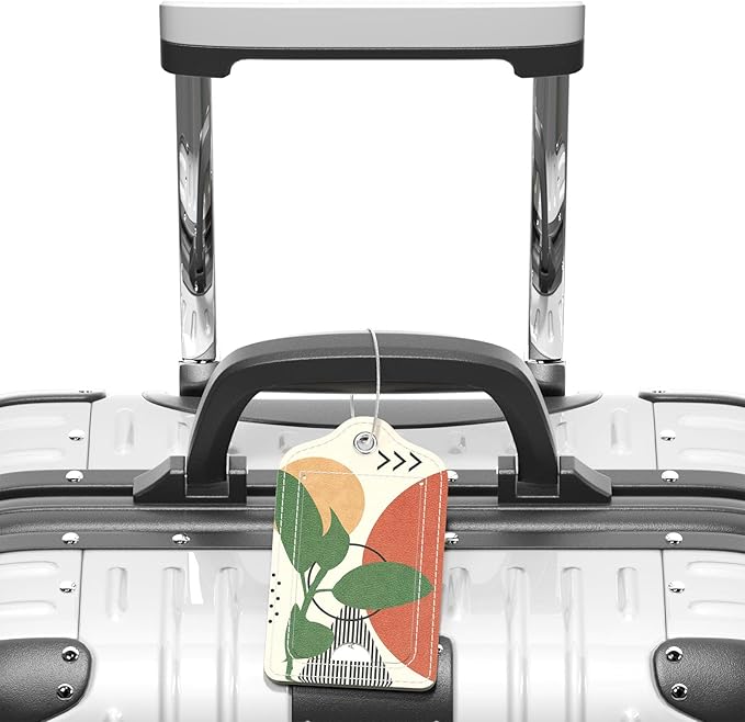 Luggage Tags for Suitcase, 2 Pack PU Leather Travel Cruise Luggage Tag with Privacy Flap, Name ID Label and Metal Loop for Women Men Suitcase Baggage Bag Backpack Instrument, Modern Art