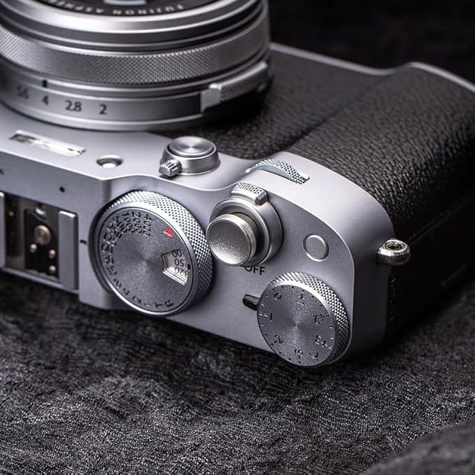 Camera Metal Shutter Release Button for Fujiflm X100VI,X100V,X-T3,X-T2,X-T30,X-PRO1,X-PRO2,X-PRO3,X-M5 X-E5 X-Half,for LeicaM10,M9,for Nikon Df DSLR/SLR (Silver)